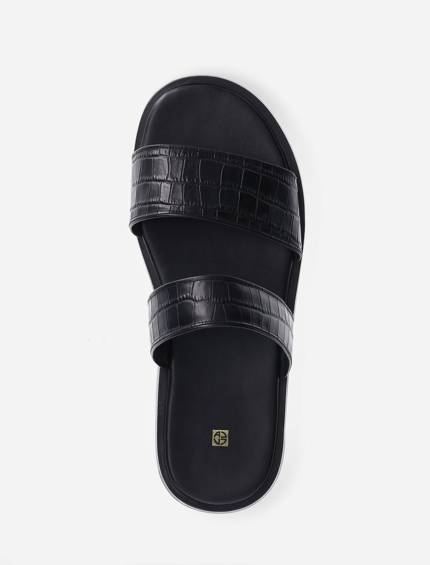 HH Croc Embossed Sandals in Black