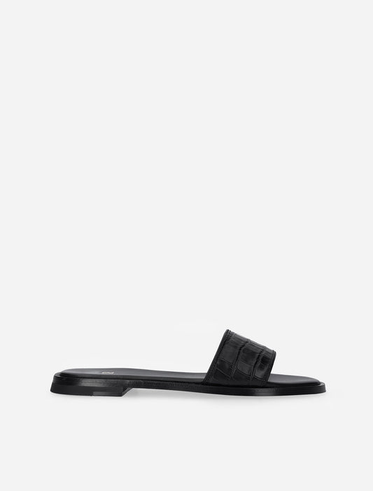 HH Croc Embossed Sandals in Black