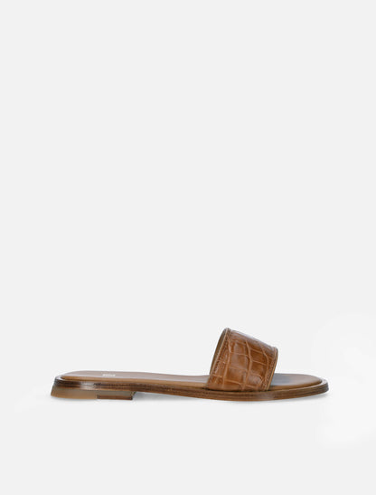 HH Croc Embossed Sandals in Tan