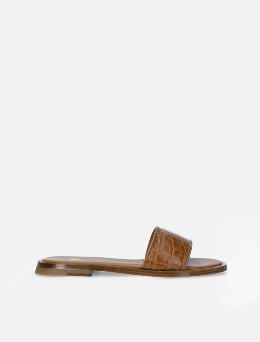 HH Croc Embossed Sandals in Tan