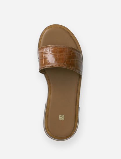 HH Croc Embossed Sandals in Tan
