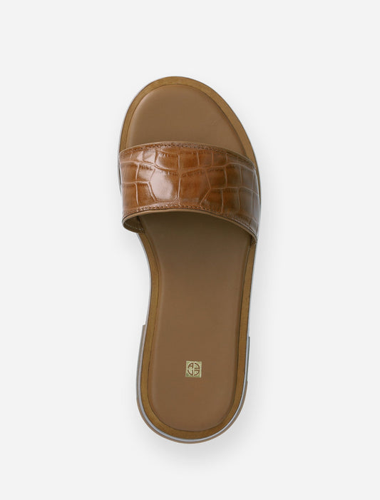 HH Croc Embossed Sandals in Tan
