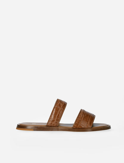 HH Croc Embossed Sandals in Tan