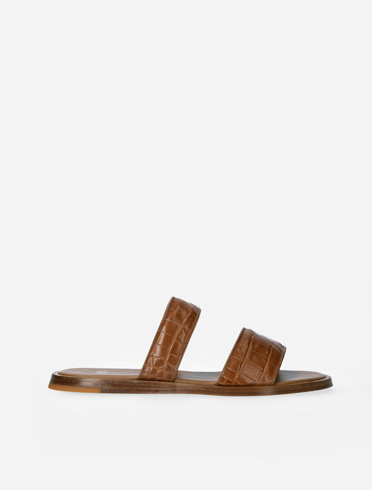 HH Croc Embossed Sandals in Tan